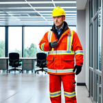 Modern Office Safety Inspection**

"A professional fire safety manager, fully clothed in appropriate business attire, inspecting a modern office building with advanced fire detection systems, safe for work, perfect anatomy, correct proportions, well-lit environment, professional photography, high quality, appropriate content."

**