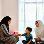 소방안전관리사 관련 논문 및 연구 자료 - A detailed scene of a modern Arab family home interior during a fire safety awareness workshop: a di...